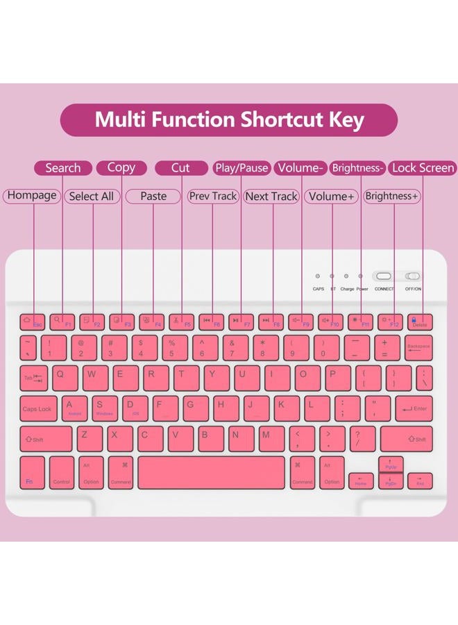 MMK Keyboard Case for iPad 10.2" 9th 8th 7th Generation, with Detachable Bluetooth Keyboard & Pencil Holder, for iPad 10.2 Inch/iPad Air 10.5"(3rd Gen)/iPad Pro 10.5", Auto Sleep/Wake Function- Watermelon - Image 5