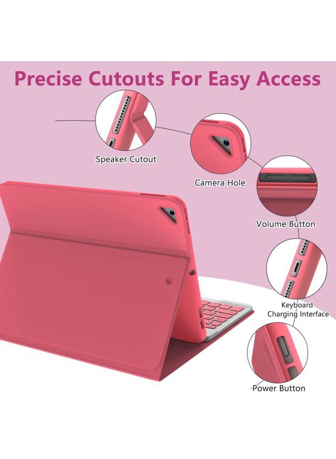 MMK Keyboard Case for iPad 10.2" 9th 8th 7th Generation, with Detachable Bluetooth Keyboard & Pencil Holder, for iPad 10.2 Inch/iPad Air 10.5"(3rd Gen)/iPad Pro 10.5", Auto Sleep/Wake Function- Watermelon - Image 3