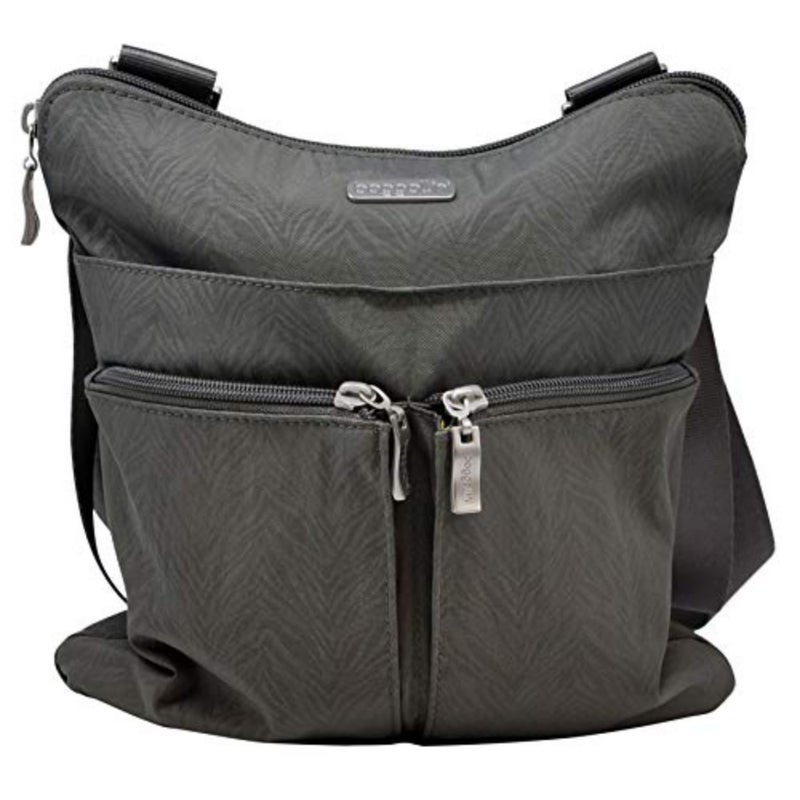 Travel crossbody bag, nylon, black, lightweight and water-resistant with multi-pocket design and removable wristlet