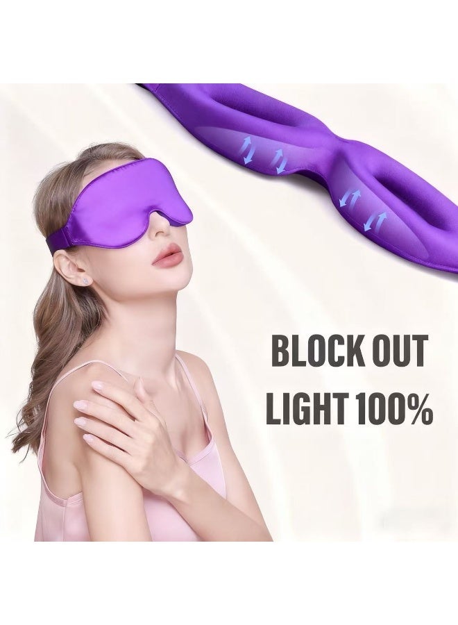 قناع نوم لمن ينامون على الجانب، قناع نوم ثلاثي الأبعاد باللون الوردي يحجب الضوء تمامًا، غطاء عيون ناعم ومسامي للنساء والرجال، عصابة عيون مريحة للغاية لا تسبب أي ضغط - Image 3