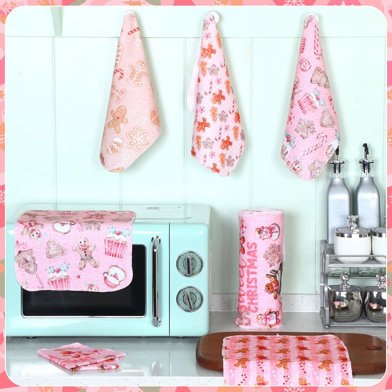 Noveread 36 Pack Reusable Cleaning Cloths Washable Cotton Kitchen Dish Towels for Home Party Supplies Bulk, 9.84x11.81in (Pink Gingerbread) - Image 3