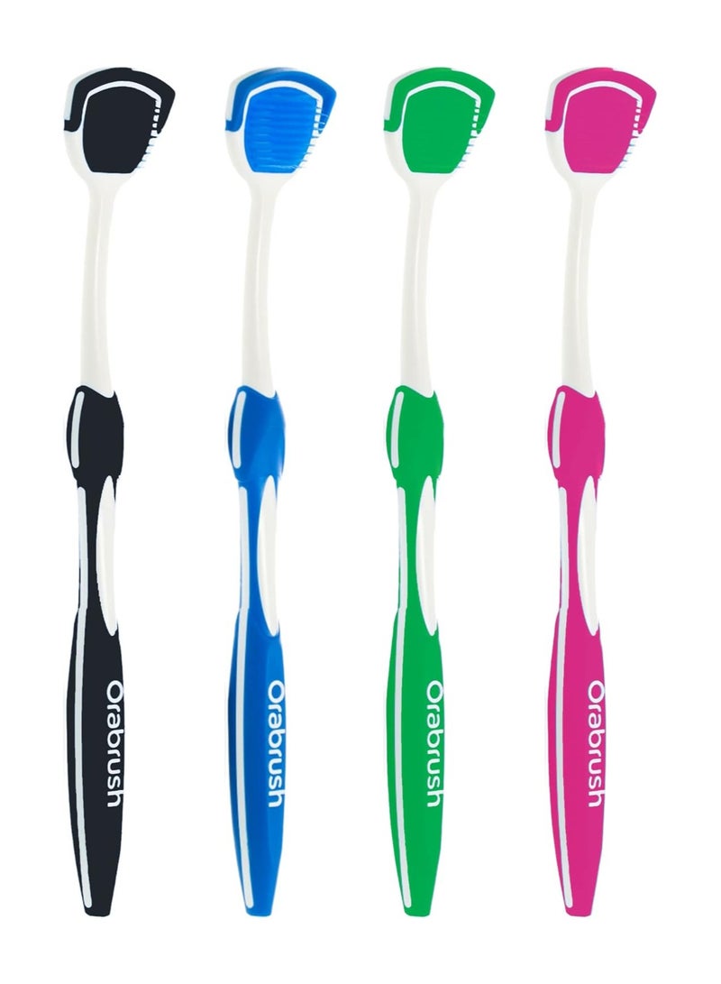 Orabrush Tongue Scraper, Tongue Cleaner Helps Fight Bad Breath, 4 Tongue Scrapers