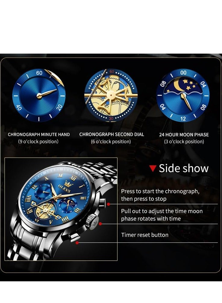OLEVS Men's Waterproof Flywheel Multi-function Luminous Watch 2859 - Image 5