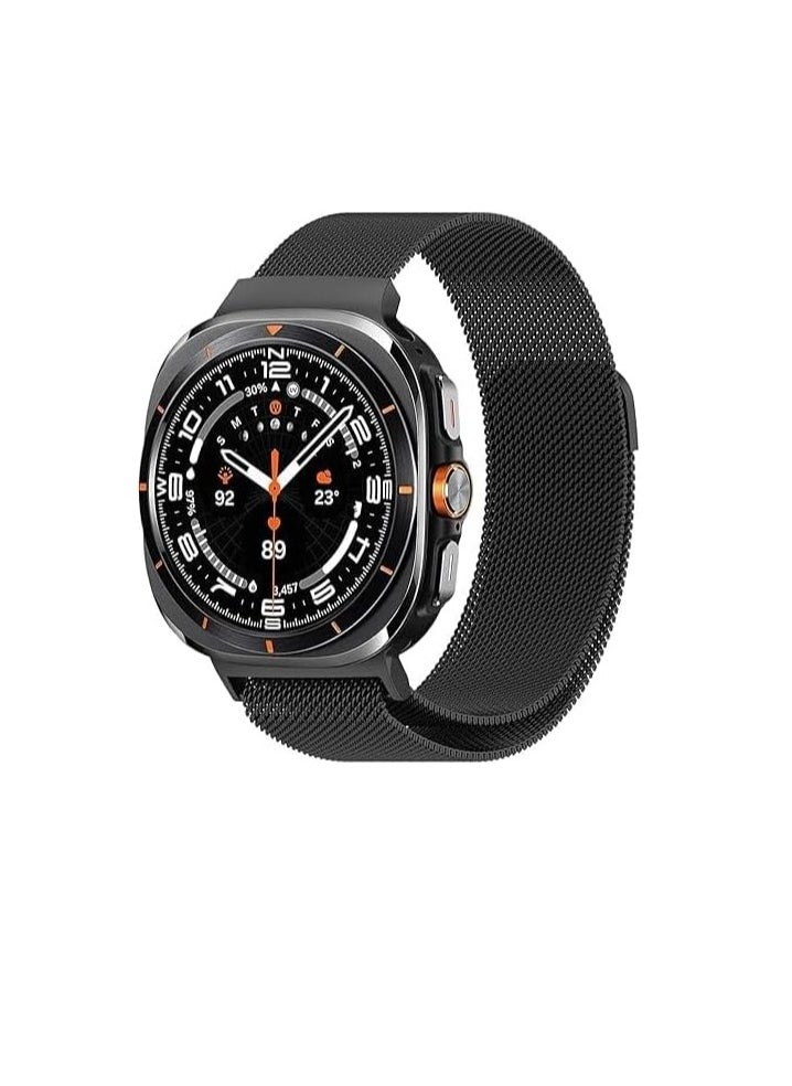 Generic - Stainless Steel Magnetic Band Compatible with Samsung Watch 7 Ultra, Adjustable Milanese Magnet Metal Strap Men Women for Watch 7 Ultra, Black Color - Image 1