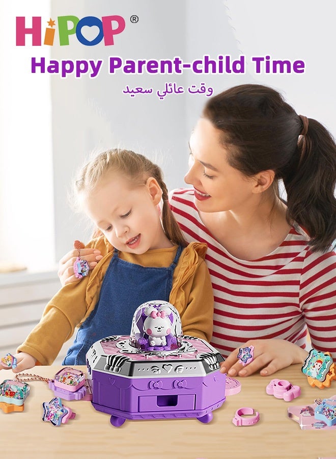 HIPOP 93 PCS DIY Handicraft Sets, DIY Jewelry Making Kit for Kids, Charm Bracelets Kit with Jewelry Box, Purple Bunny Jewelry Box Design For 8-12 Year Old Girl - Image 5