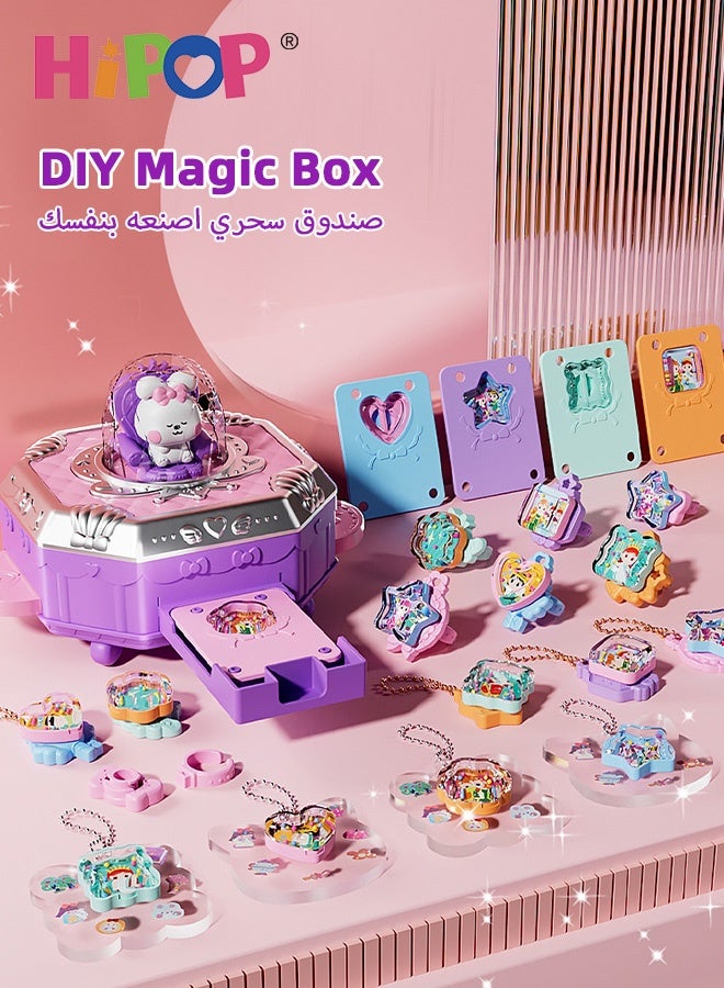HIPOP 93 PCS DIY Handicraft Sets, DIY Jewelry Making Kit for Kids, Charm Bracelets Kit with Jewelry Box, Purple Bunny Jewelry Box Design For 8-12 Year Old Girl - Image 3