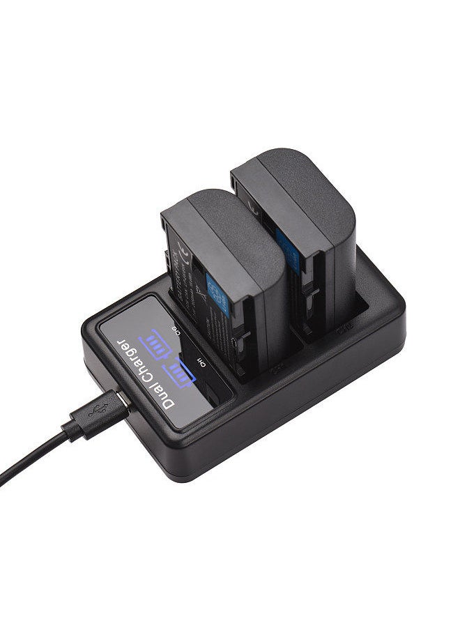 Generic - LP-E6/ E6N Battery & Charger Kit 2pcs 7.4V 2650mAh Battery + 1pc LED2-LPE6 Dual Channel Camera Battery Charger USB Port LCD Screen Display Replacement for Canon EOS 5D Mark II/III/IV 6D 7D 60D 70D 80D - Image 1