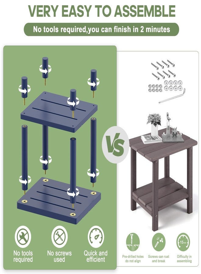 LEJANEOYE Outdoor Side Table, 2-Tier Small Outdoor Table for Patio, Adirondack Side Tables for Outside or Indoor, Bamboo End Table for Pool, Porch, Weather Resistant Easy Maintenance - Image 3