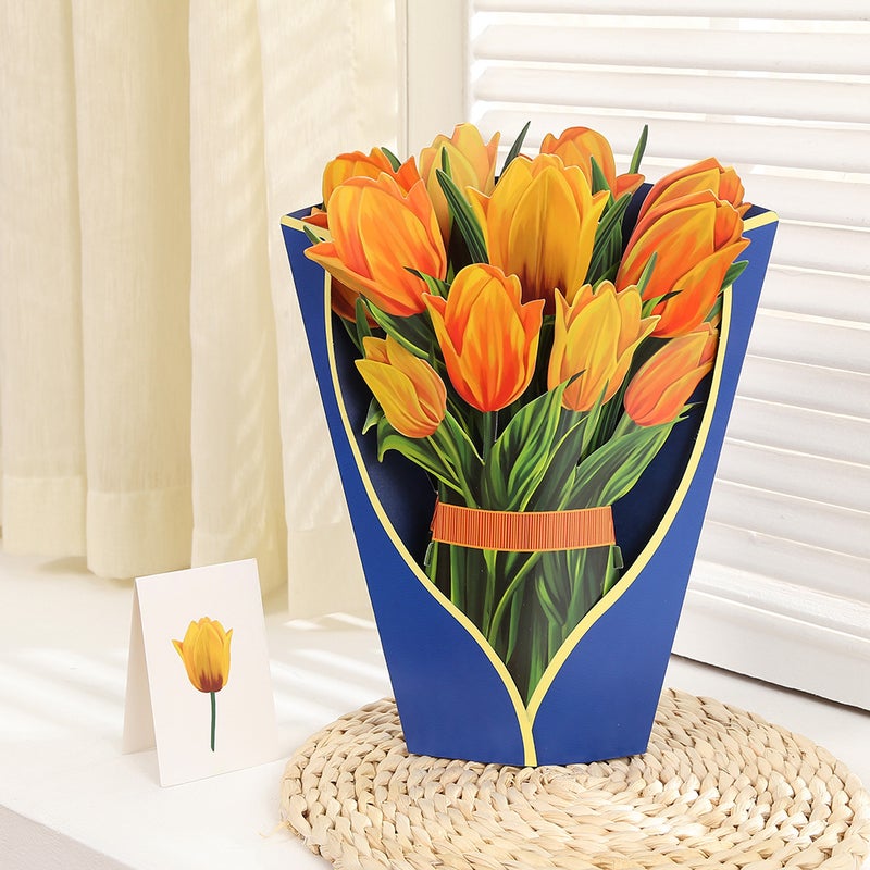Mother'S Day Greeting Card Creative 3D Greeting Card Paper Holding Flowers Teacher'S Day Thank You Blessing Gift - Image 3