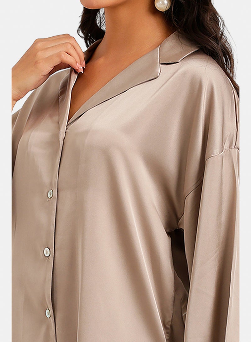 Carina Contrast-Button Satin Set - Image 5