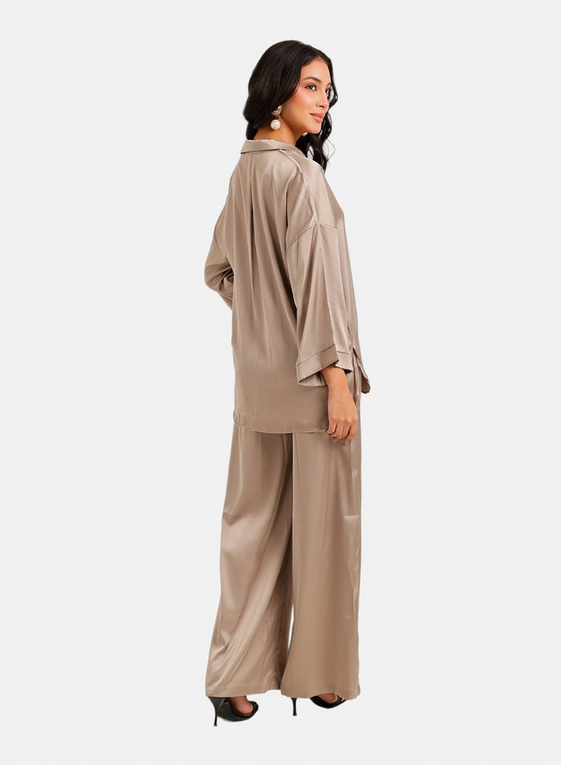 Carina Contrast-Button Satin Set - Image 4