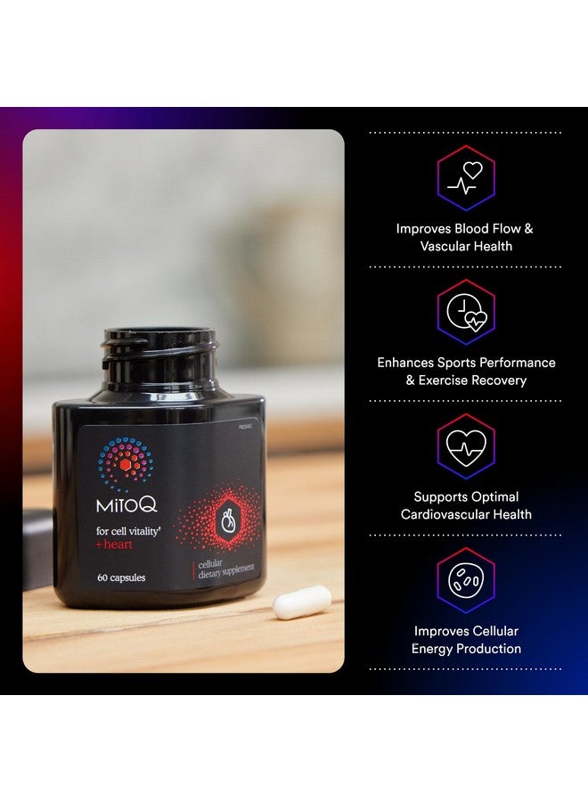 MitoQ +Heart Premium CoQ10 Antioxidant - Contains Mitoquinol Mesylate, Magnesium, L-Carnitine & Vitamin D3 - Supports Cardiovascular and Circulatory Health, & Cell Vitality (60 Capsules) - Image 1