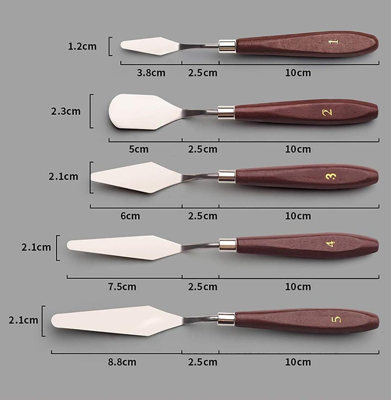 Qatalitic Set of 5 Painting Knives of Various Sizes & Shapes - Image 4