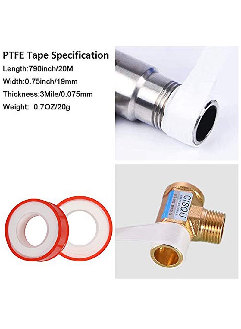 Teflon Tape, Thread Seal Tapes, PTFE Thread Seal Tape for Plumbers Sealant Tape for Leak Water Pipe Thread 3/4 inch x 395 inch (20 Pack/ White)  - Image 4