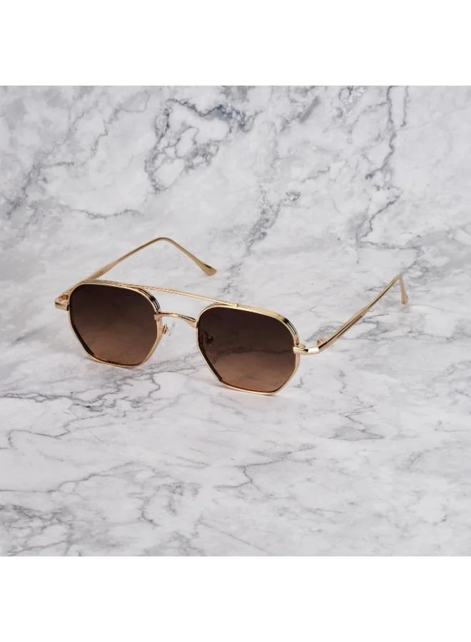  اكسبليست باوتس نظارات شمسية أنيقة للجنسين من إكسبليست بوويتس بتدرج ذهبي داكن وبني