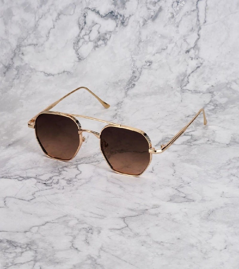 Explicit Poets Unisex Rick Gold-Dark Gradient Brown Stylish Sunglasses, 20EP5 - Image 1