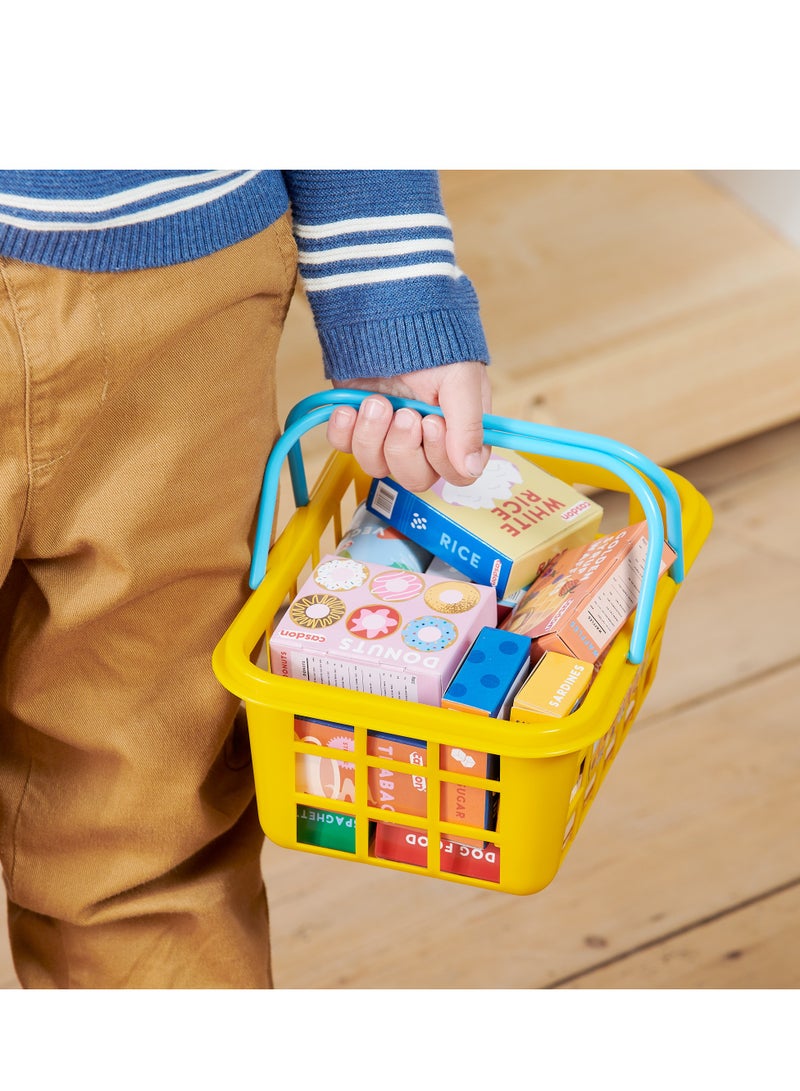 CASDON Shopping basket with food,20 Pieces with Food Cartons and Cans for Kids 3+ - Image 3