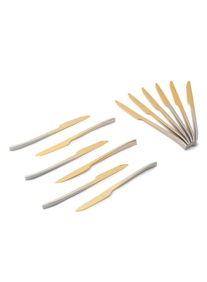 Life Smile 12pcs Cutlery Set, 18/10 Stainless Steel, Flatware Set, 12pcs Fruit Knife, Gold Gradient, for Home Kitchen, Mirror Polished - Dishwasher Safe  - Image 1