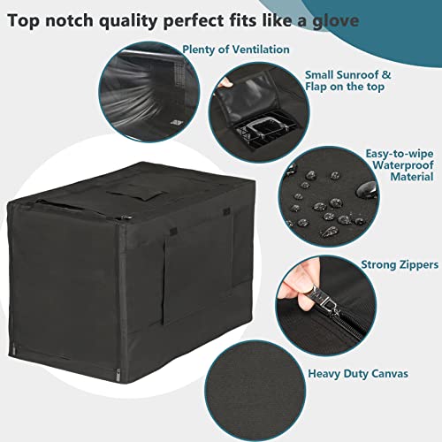 PETSFIT Dog Kennel Cover for Wire Dog Crate(30in/36inch/42inch), Single Door, Mesh Window, Flap On The Top and Back is Detachable, Dog Crate Cover Black 36inch - Image 4