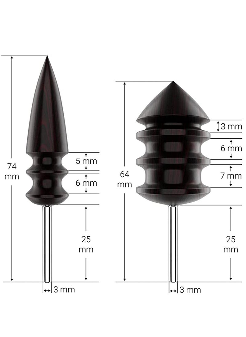 KASTWAVE - Leather Burnisher Bits 2-pack for Rotary Tools – Pointed Tip and Multi Grooved Burnishing Tips Made of Solid Tropical Sandalwood Create Smooth, Clean Edges on Leather Craft Projects - Image 1