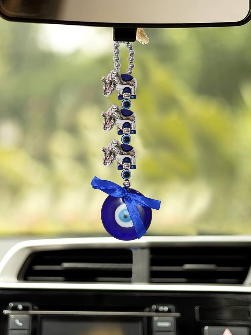 DT DECTONE Blue Evil Eye with Elephant Home Decor Wall Hanging| Hanging for Home Car and Office | Good Luck and Prosperity | Nazar Battu - Image 3