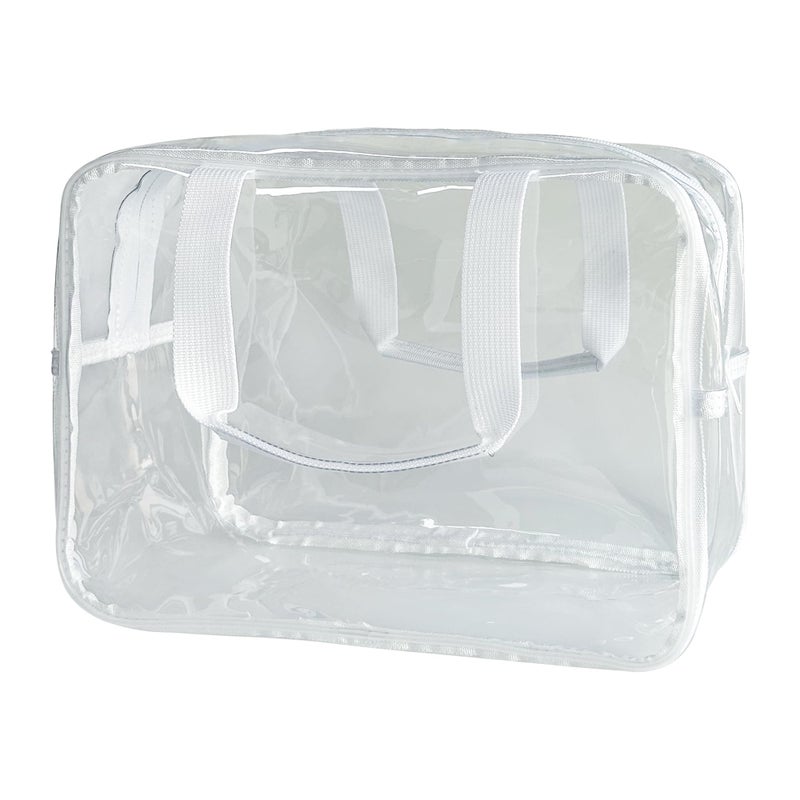 TotePrint Large Clear Transparent Gift Pouch Wash Travel Makeup Cosmetic Bag with Handle for Travel Bathroom Toiletry Organizer Clear - Image 2
