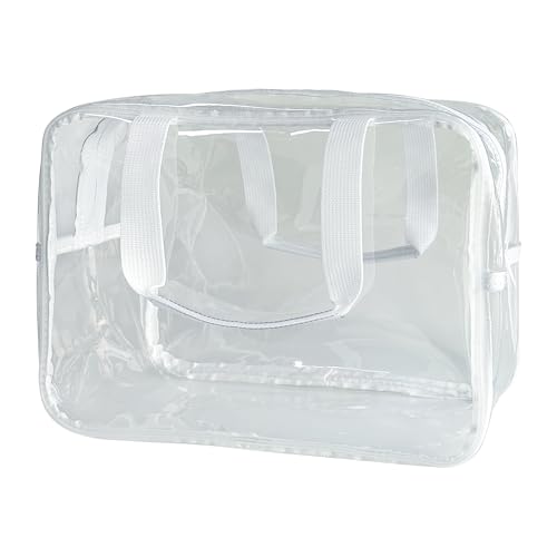 TotePrint Large Clear Transparent Gift Pouch Wash Travel Makeup Cosmetic Bag with Handle for Travel Bathroom Toiletry Organizer Clear - Image 1
