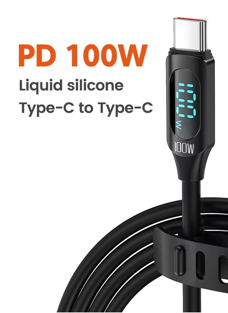 toocki - Premium Quality High Speed ​​USB-C to USB-C Cable Rechargeable 100W 5A Display & Data Sync Included 2m - Image 1