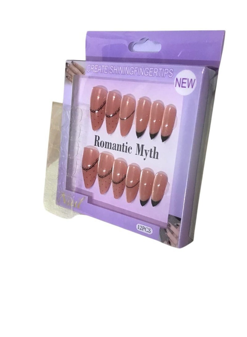 أظافر صناعية طويلة 3D برسومات مميزة – مجموعة كاملة مع مبرد + منديل تنظيف + لاصق دابل فيس + عود خشبي لتركيب سهل - Image 4