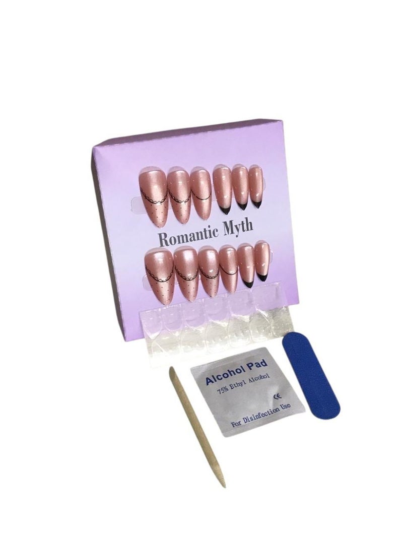 أظافر صناعية طويلة 3D برسومات مميزة – مجموعة كاملة مع مبرد + منديل تنظيف + لاصق دابل فيس + عود خشبي لتركيب سهل - Image 2