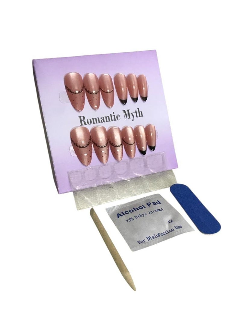 أظافر صناعية طويلة 3D برسومات مميزة – مجموعة كاملة مع مبرد + منديل تنظيف + لاصق دابل فيس + عود خشبي لتركيب سهل - Image 3