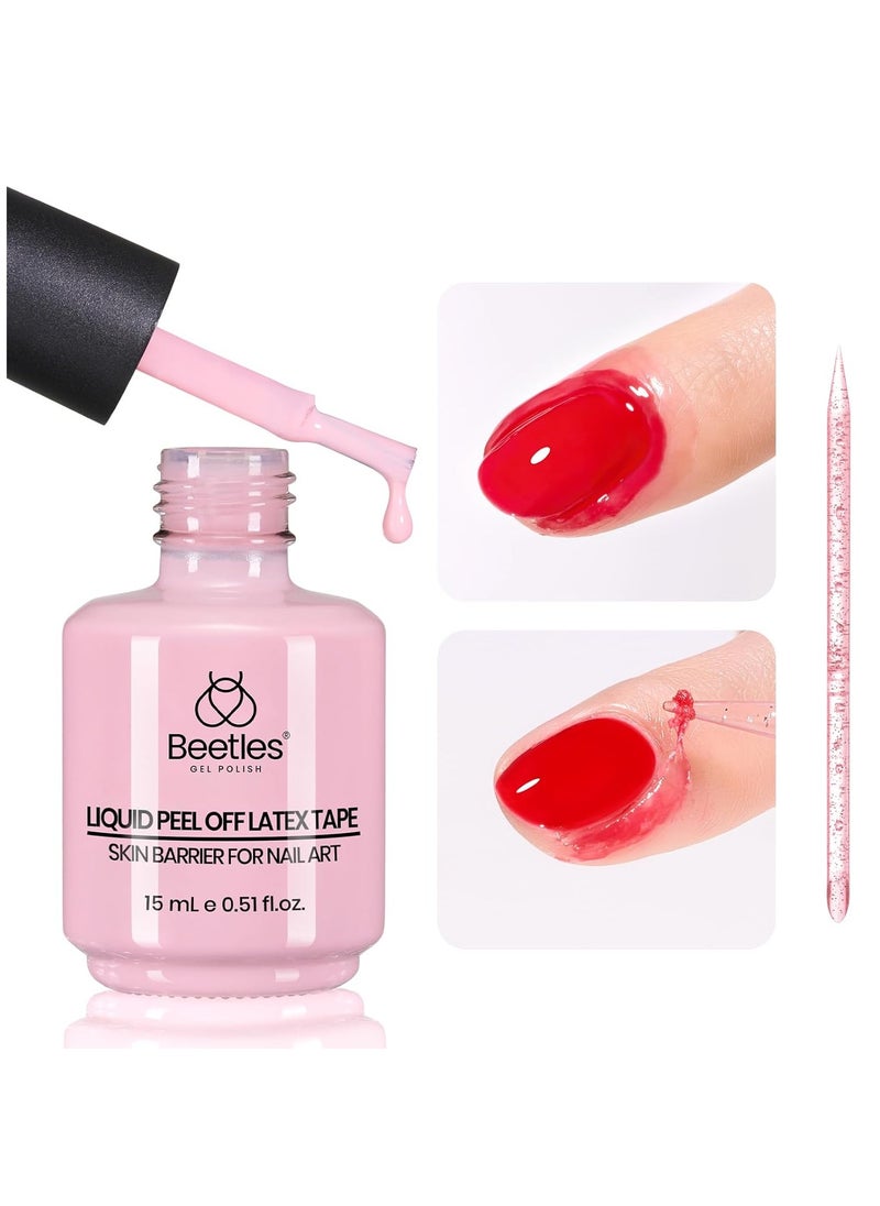 beetles Gel Polish Beetles Gel Polish 15ml Latex Liquid Nail Peel off Cuticle Guard for Nail Polish with Plastic Nail Care Stick for Nail Art Liquid Latex Barrier Protector Nails Design  - Image 1