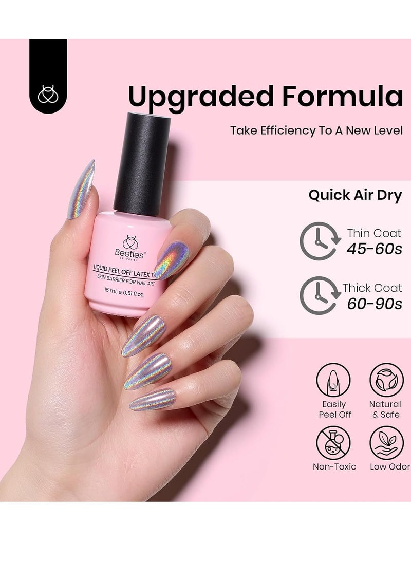 beetles Gel Polish Beetles Gel Polish 15ml Latex Liquid Nail Peel off Cuticle Guard for Nail Polish with Plastic Nail Care Stick for Nail Art Liquid Latex Barrier Protector Nails Design  - Image 4