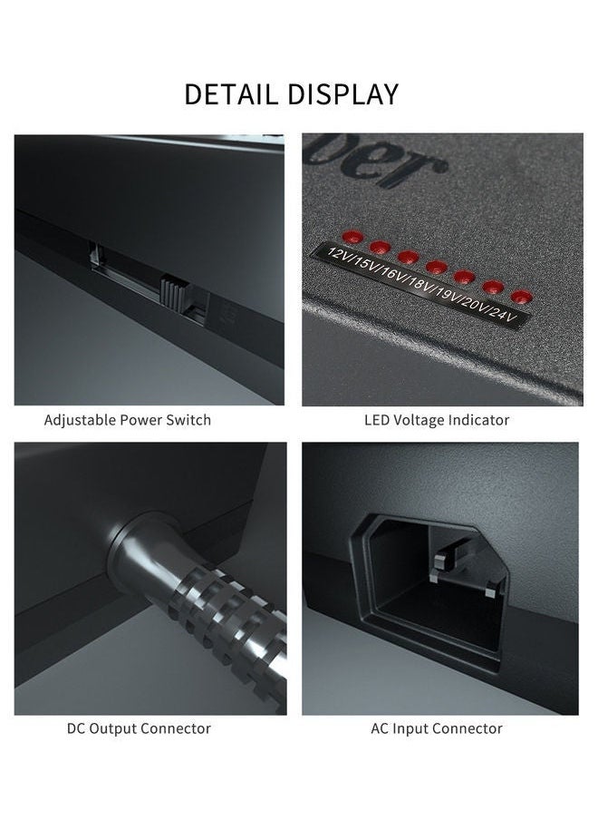 NIBEMINENT Universal Laptop Power Charger Adapter Black  - Image 3