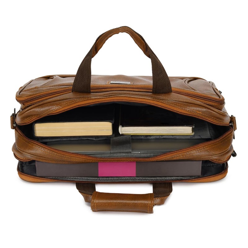 Hard Craft Messenger Office Laptop Bag for Men PU Leather Business Executive Briefcase Laptopbags Corporate Official Sling Side Shoulder File Spacious HandBag for Man Supports Laptop Upto 15.6 inches - Image 4