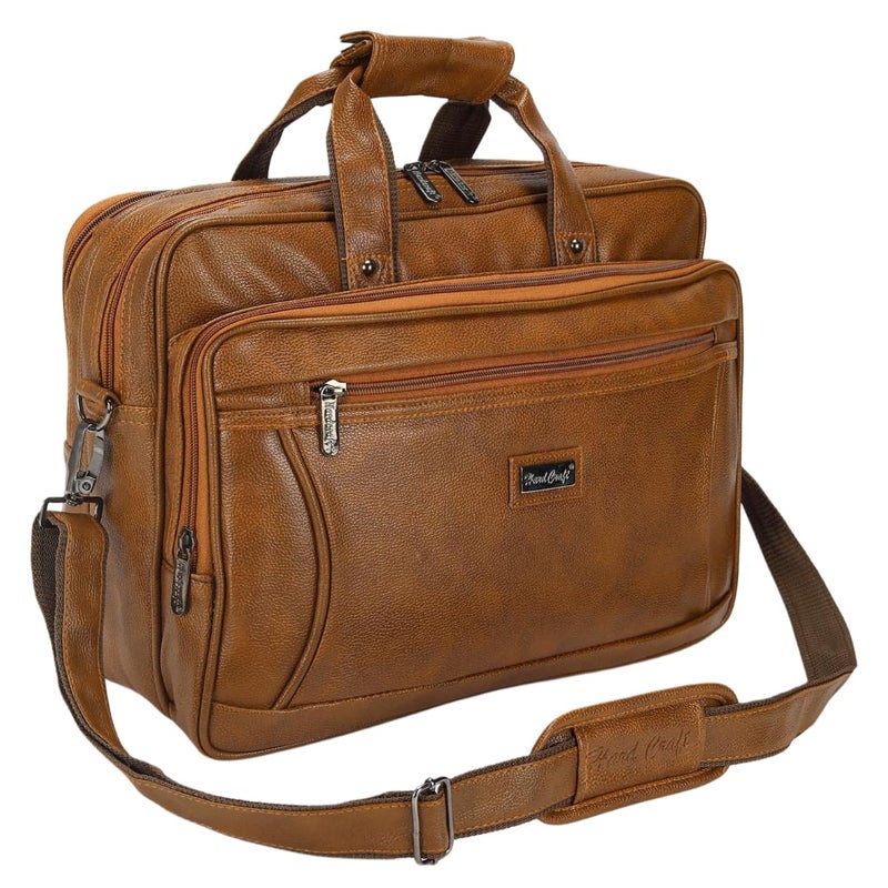 Hard Craft Messenger Office Laptop Bag for Men PU Leather Business Executive Briefcase Laptopbags Corporate Official Sling Side Shoulder File Spacious HandBag for Man Supports Laptop Upto 15.6 inches - Image 1