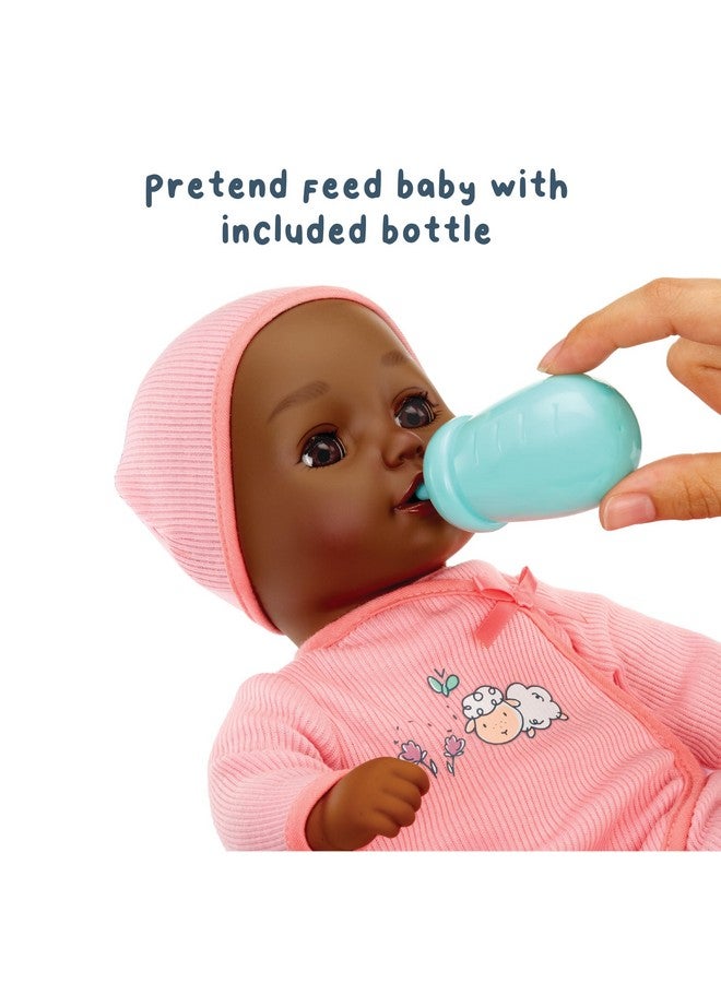 بيبي بورن، أول دمية طفل هاربر - عيون بنية داكنة: دمية طفل واقعية ناعمة الجسم للأطفال من عمر سنة فما فوق، عيون مفتوحة ومغلقة، دمية طفل مع زجاجة، 14 بوصة - Image 4