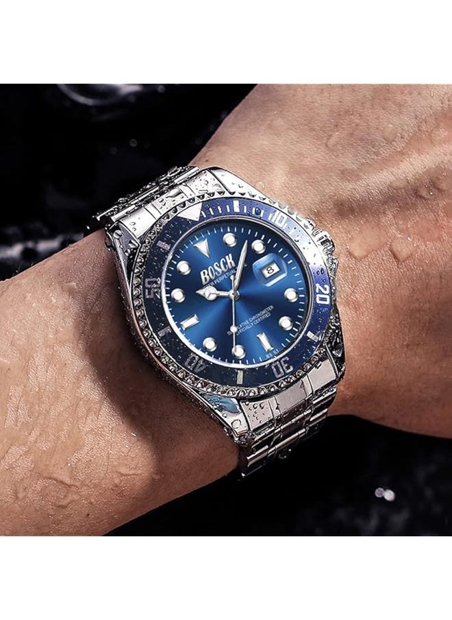 Bosck Watches For Men Analog Mens Watch 44Mm Large Face Easy Read Stainless Steel Business Watch Luminous Classic Luxury 30M Waterproof Mens Wrist Watches  - Image 3