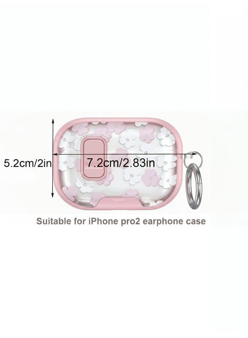 Floral Case for AirPods Pro & Pro 2 with Safety Lock and Phone Stand - Pink - Image 2