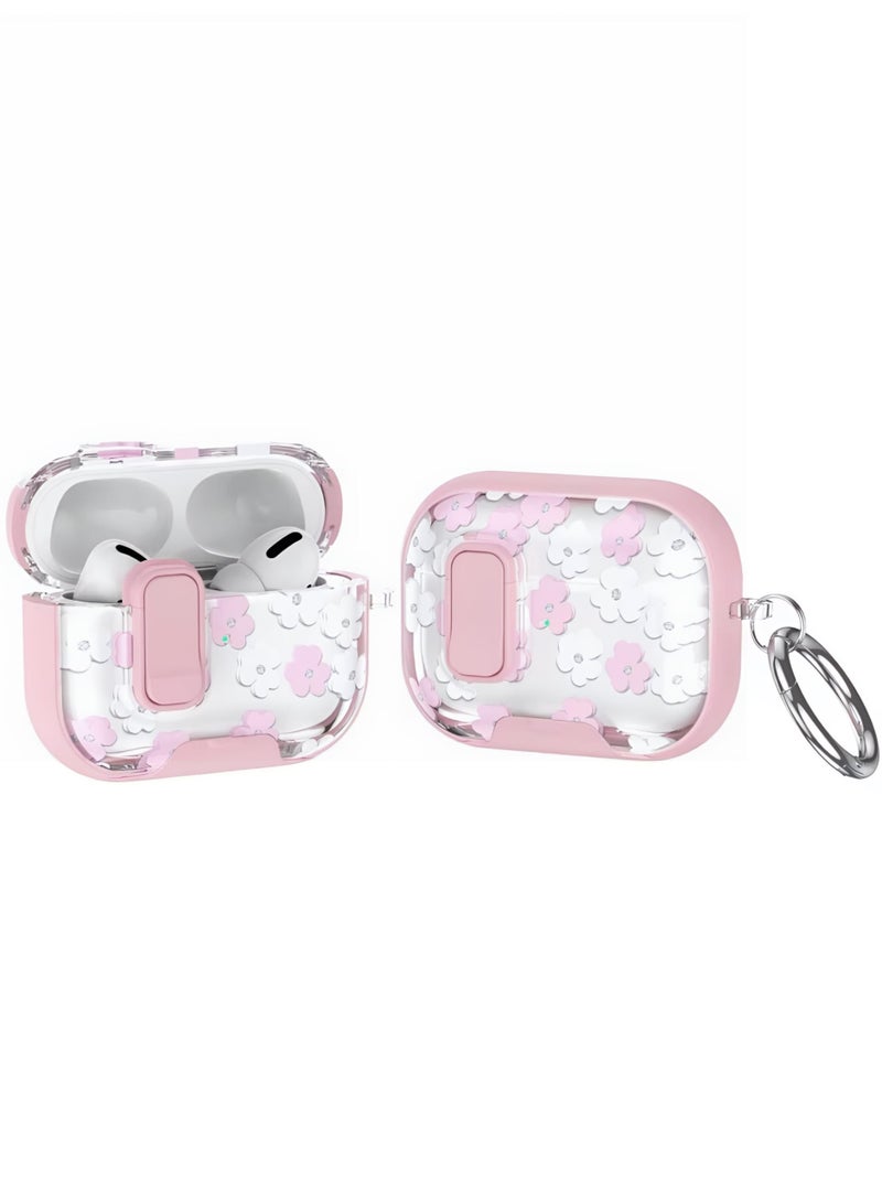 Floral Case for AirPods Pro & Pro 2 with Safety Lock and Phone Stand - Pink - Image 3