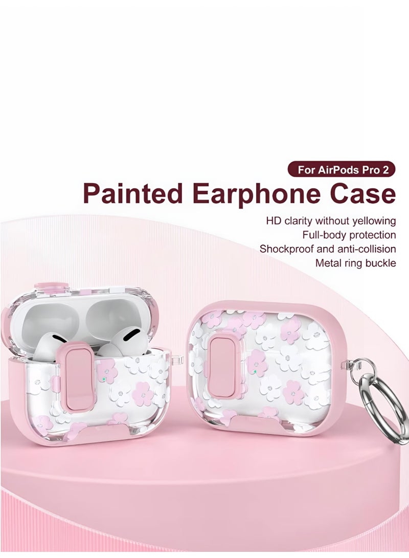 Floral Case for AirPods Pro & Pro 2 with Safety Lock and Phone Stand - Pink - Image 4