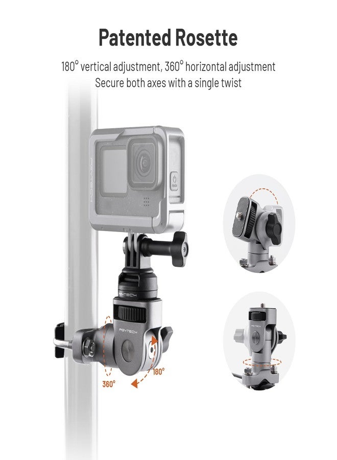 PGYTECH CapLock U-Bolt Mount Aluminum Alloy Bracket for Insta360 Ace Pro 2/X5/X4/X3, 2 Cushion Block Motorcycle Bike Mount with 1/4" Thread for Gopro/Osmo Action/Pocket Action Camera Accessories - Image 2