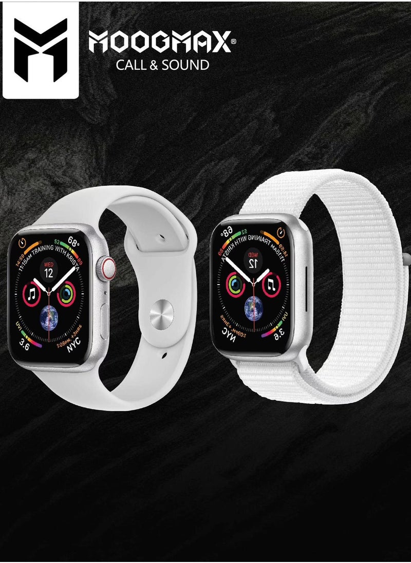 Moogmax Series 9 Smart Watch Features Water resistant, HD Display, Gesture Control, 7-10 Days Battery Life, Notifications, Call Answering, Sports Modes, And Health Measurement. In Silver.