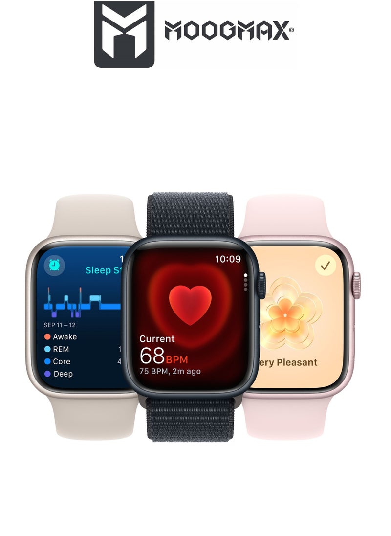 Moogmax Series 9 Smart Watch Features Water resistant, HD Display, Gesture Control, 7-10 Days Battery Life, Notifications, Call Answering, Sports Modes, And Health Measurement. In Silver.