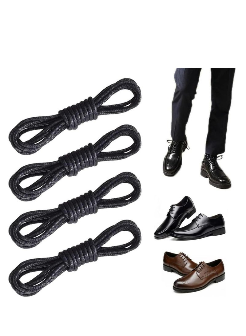 Oasisgalore 4 Pairs Round Black Waxed Shoe Laces Waterproof Shoelaces for All Dress Shoes - Image 1