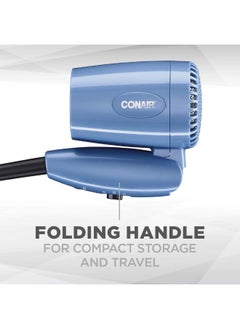 Travel Hair Dryer With Dual Voltage, 1600W Compact Hair Dryer With Folding Handle, Travel Blow Dryer