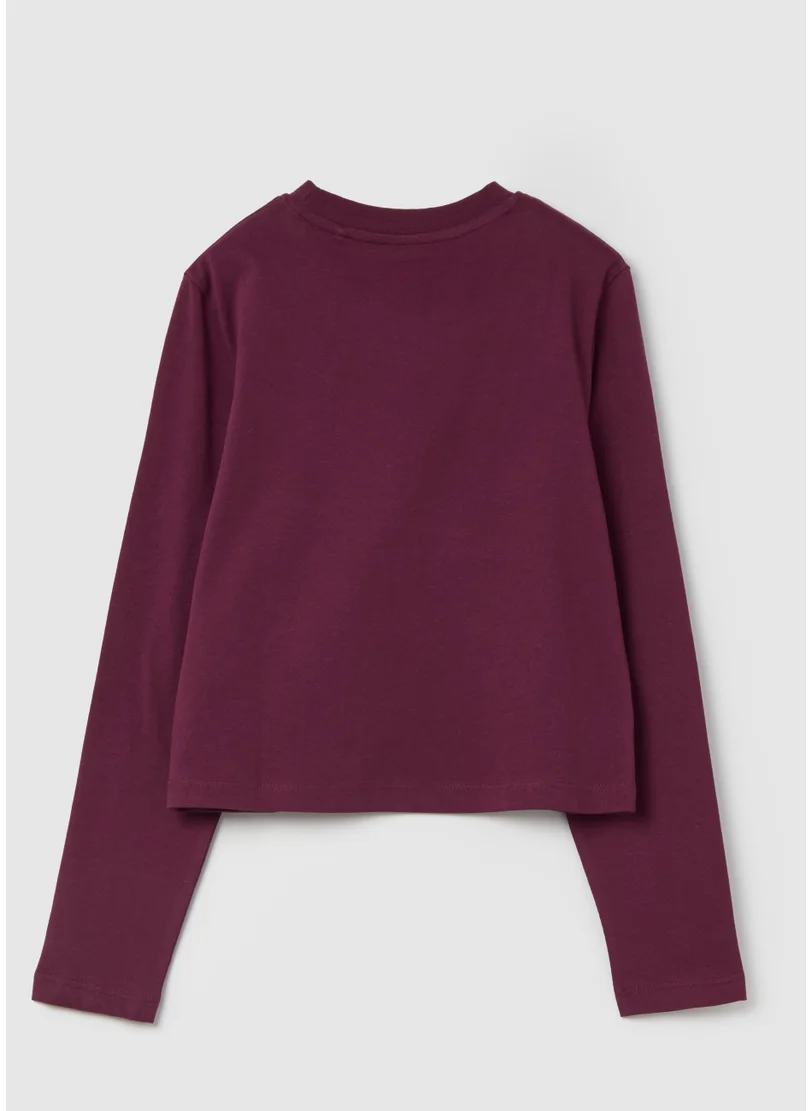 Ovs Crop T-shirt with long sleeves and print