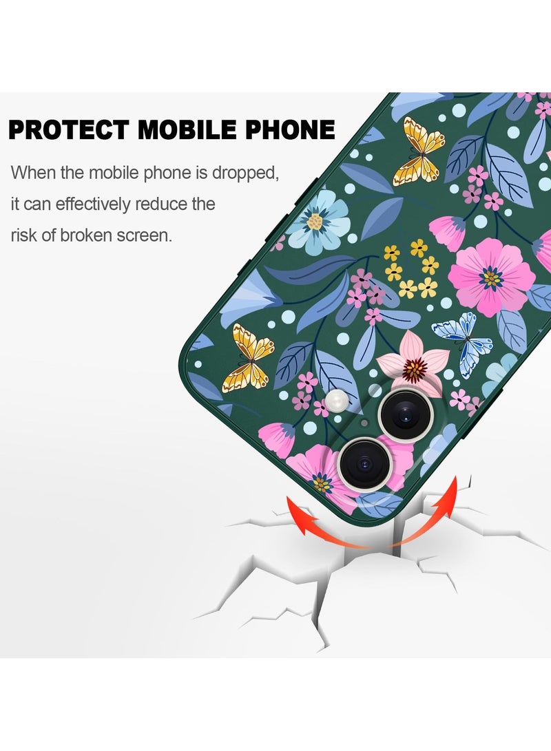 for iPhone 16 Plus Case Anti Scratch Microfiber Lining Phone Cover Silicone Ultra Slim Case for iPhone 16 Plus 6.7 inch-Flower Green - Image 5
