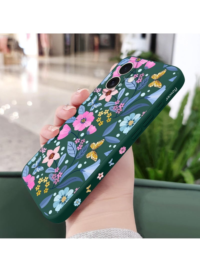 for iPhone 16 Plus Case Anti Scratch Microfiber Lining Phone Cover Silicone Ultra Slim Case for iPhone 16 Plus 6.7 inch-Flower Green - Image 4
