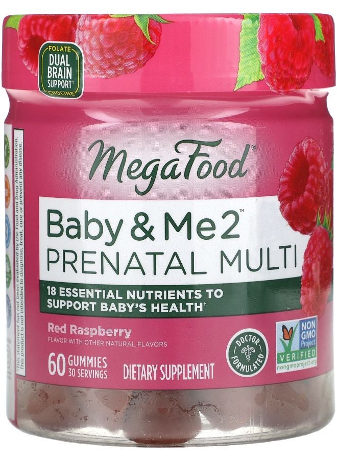 MegaFood Baby & Me 2 Prenatal Multi Red Raspberry 60 Gummies